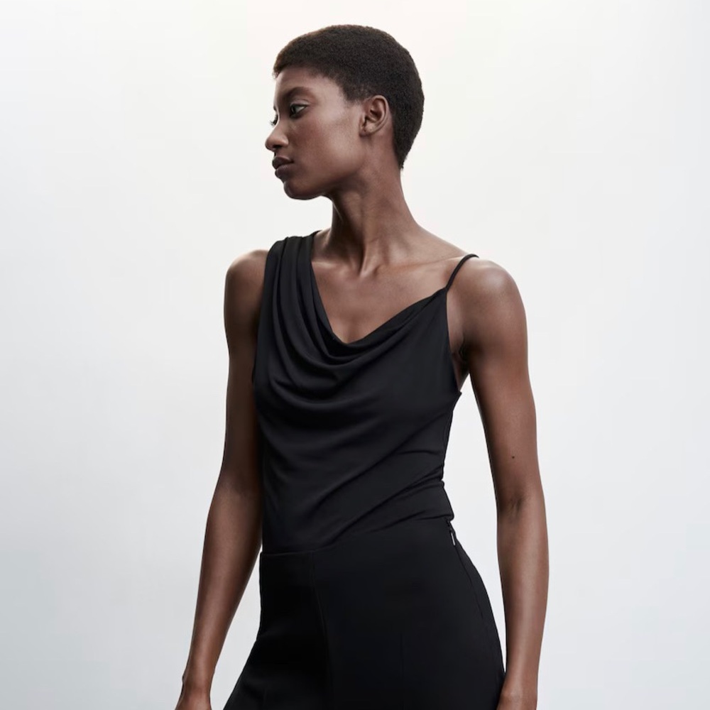 Mango Asymmetrical top with draped neckline